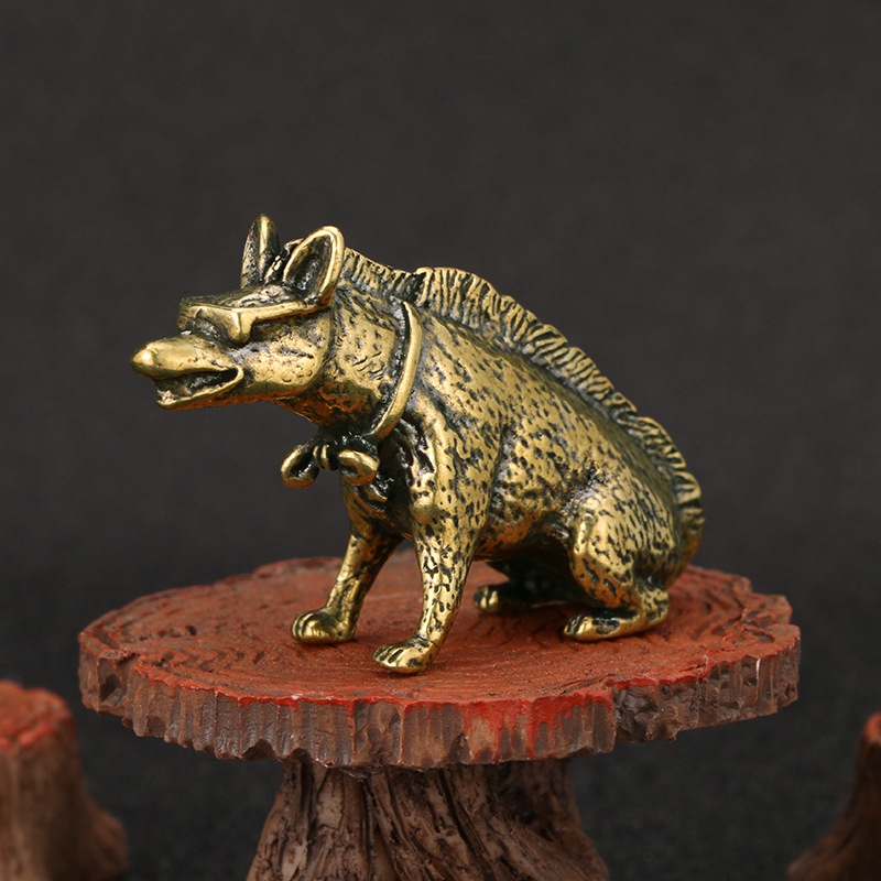 Vintage Collectible Accessories - Brass Hyaenidae with Eyes Statue Miniatures