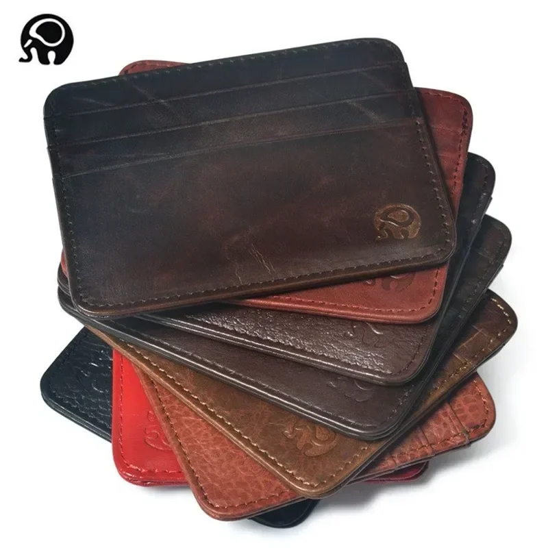 Vintage Collectible Cards - New Thin Genuine Leather Mini Wallet